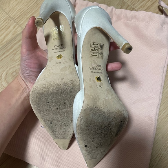 SOLD Stuart 100 strap pump - white satin - Picture 3 of 3
